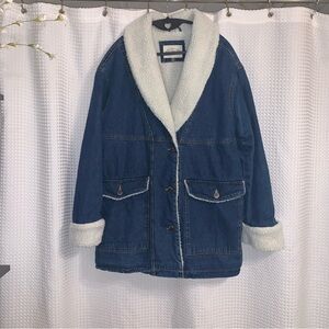 Ashley Vintage Charm Sherpa Denim Chore Coat. M
